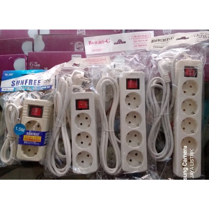 Stop Kontak Saklar+Kabel Lubang 2,3,4,5 Panjang Kabel 1,5M/3M/5M