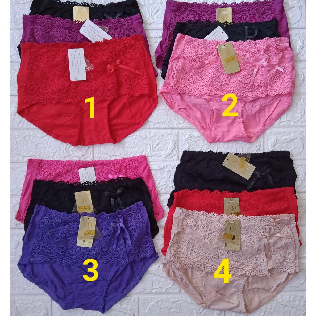CD / Celana Dalam Exxe Ladies Gold Full Renda Depan 3 pcs