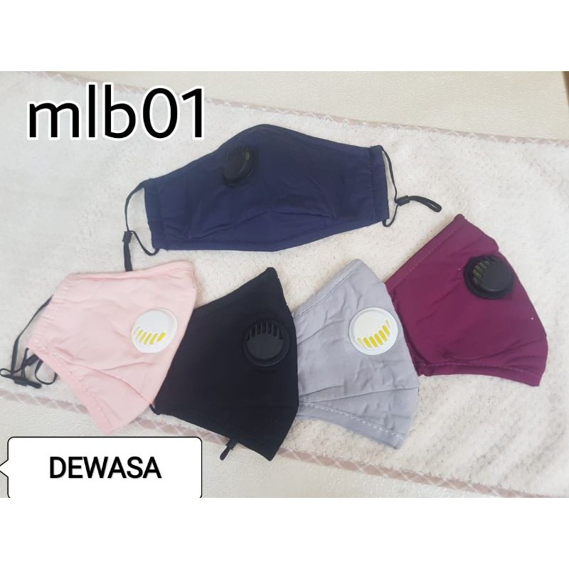 Masker Mulut Filter Katup Respirator Anti Debu dan Polusi Udara Dewasa Polos dan loreng Adjustable