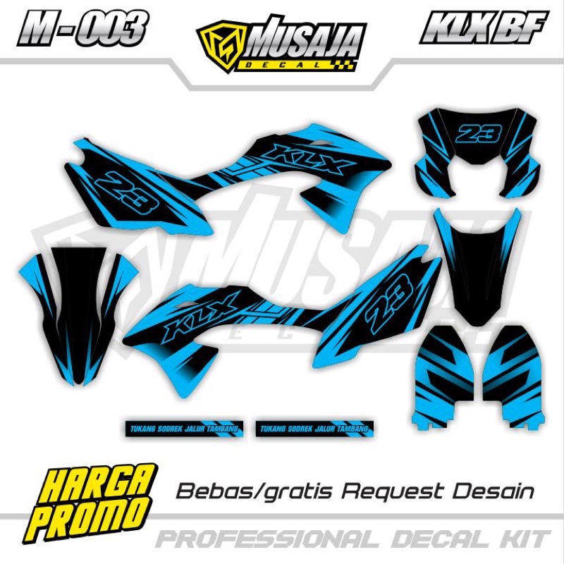 Decal KLX BF full body biru hitam simpel - decal klx bf full body simpel hitam biru