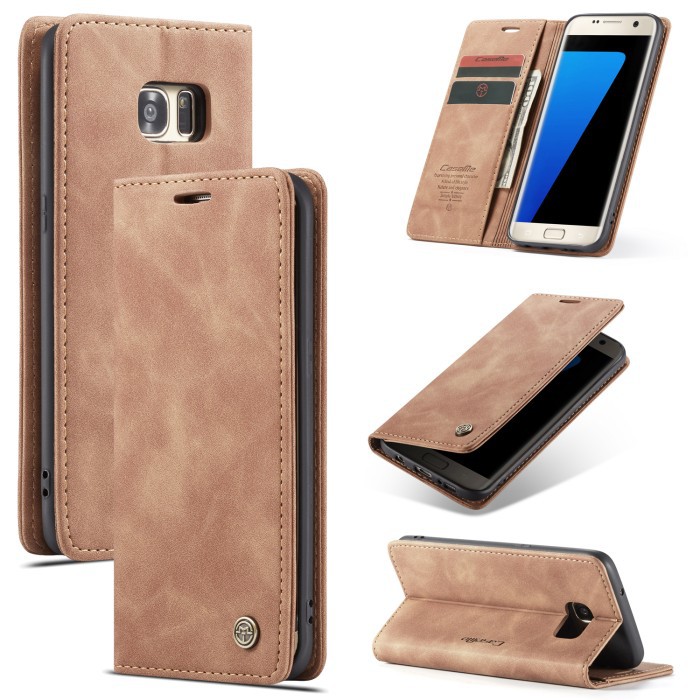 SAMSUNG S7 EDGE LEATHER FLIP WALLET CASE DOMPET MAGNETIC COVER