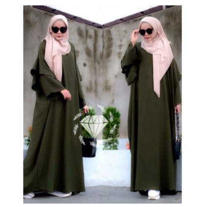 NEW  Baju Gamis Wanita Muslim Terbaru 2021 L  Havana Syari set Khimar Ceruty Babydoll Polos Murah