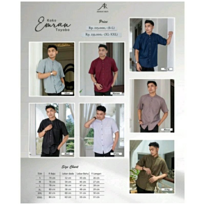 Koko Emran Arrafi//Baju Koko Pendek//Atasan Baju Koko Arrafi