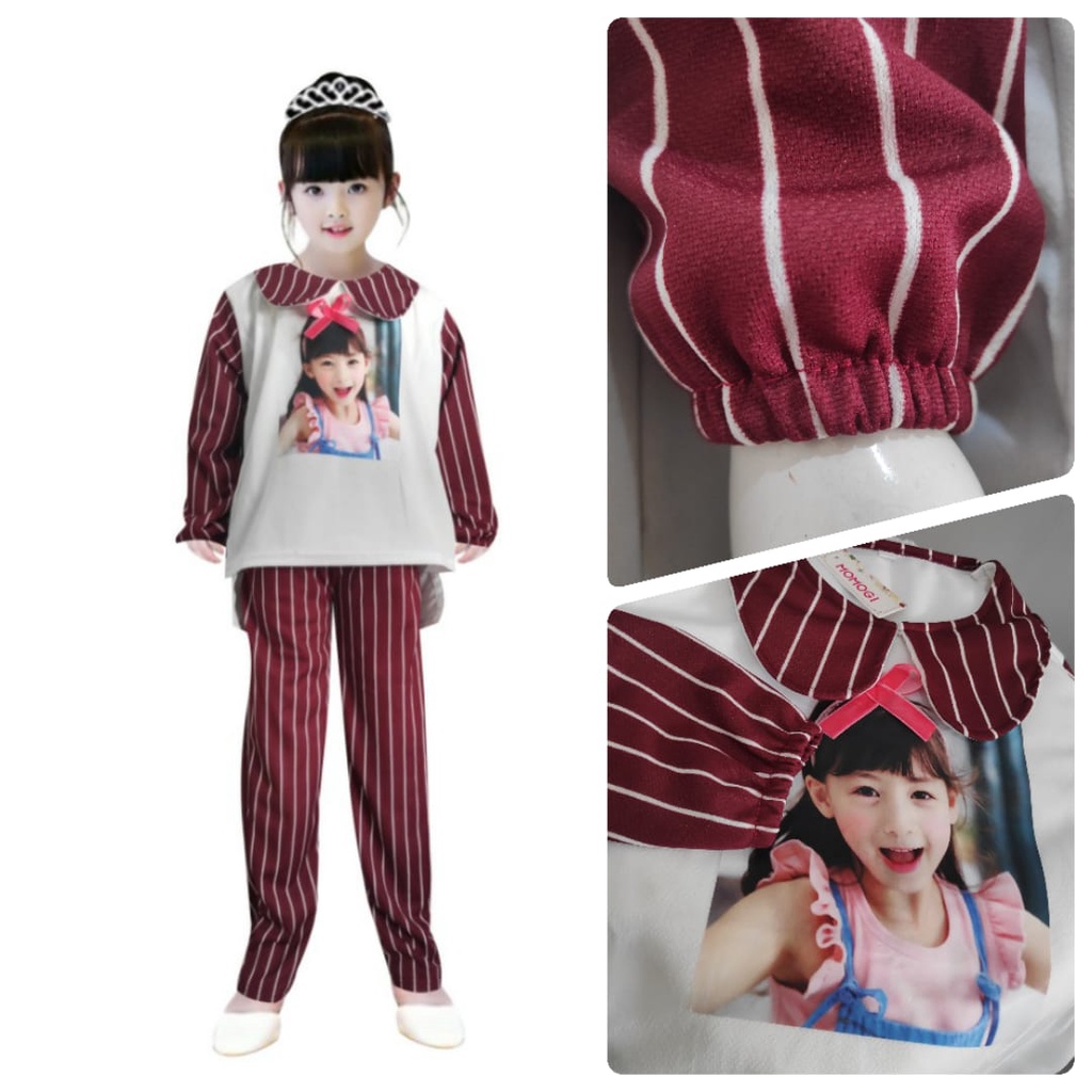 MOMOGI-SETELAN ANAK OVERSIZE KOREAN STYLE / SETCEL VIRAL PRINTING DTF /Usia 5-10th