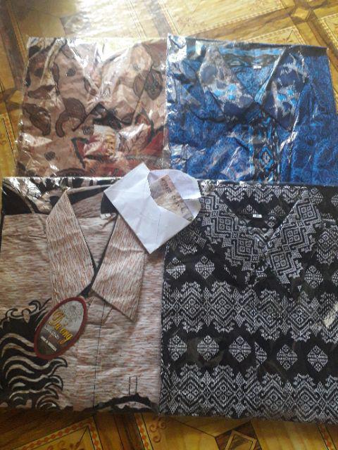 Pabrik Batik Hrb026 Kenongo Kemeja Batik Pria Tosca Pendek Pekalongan Padi M L Xl Sogan Tulis Halus