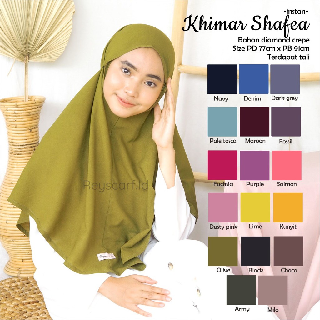 Hijab Khimar Syafea Diamond Crepe By Reyscarf Premium Eksklusif  Banyak Warna Pilihan Nyaman Dipakai Terbaik I Bisa Cod