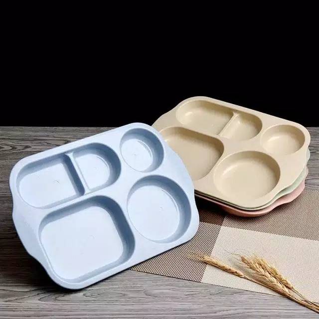 BEST SELLER!!! Piring Lima Sekat Melamin Anti Pecah / Piring Catering Baki Tray