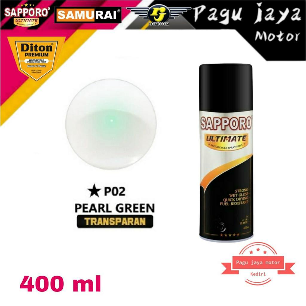 SAPPORO ULTIMATE PEARL GREEN P02 400ML CAT SEMPROT SPRAY PAINT PILOX PILOK