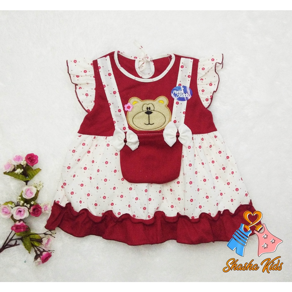 [L 027] Baju Bayi Perempuan/Dress Bayi Kualitas Planet kids cantik 0-6bln