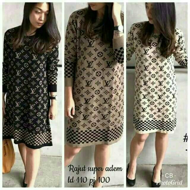 Tunik Rajut Import LV /Rajutan Halus Adem /(Bisa COD/Bayar Ditempat)