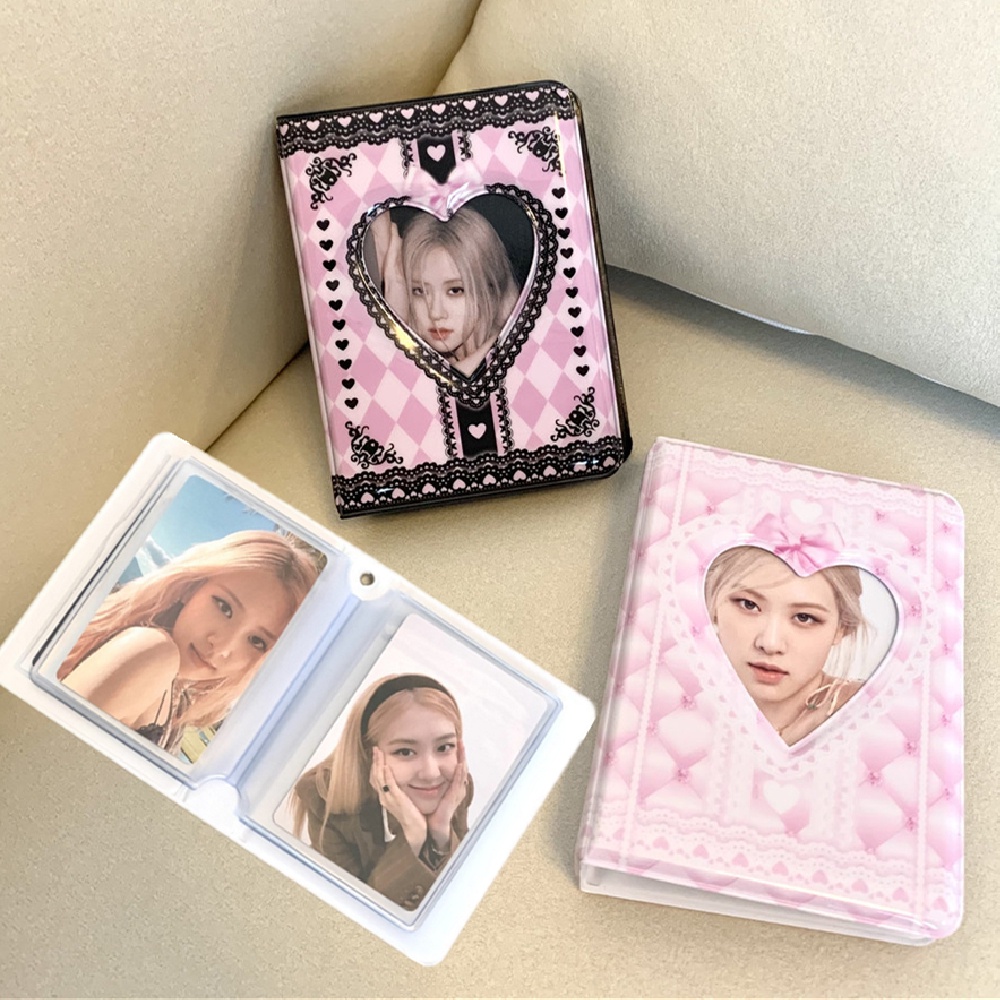 Album Foto 3 Inci 40 Slot Bahan PVC Motif Renda Warna Pink Untuk Kartu