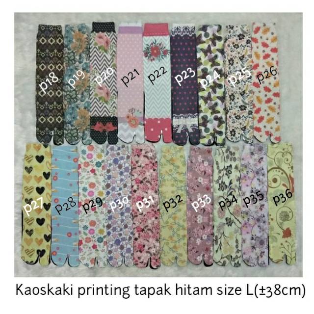 Kaos kaki jempol PRINTING shabby chic tapak hitam