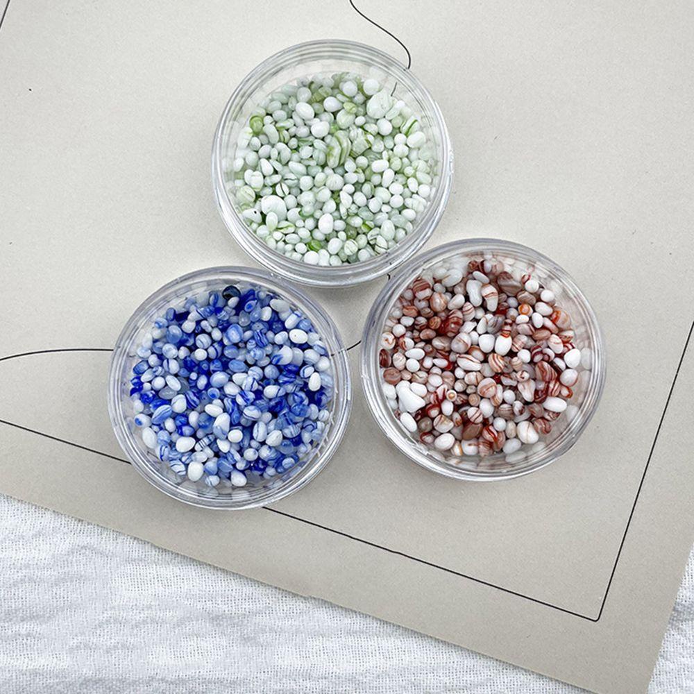 AUGUSTINA Agustina Nail Art Rhinestones Cina 1kotak Membuat Perhiasan DIY Craft Oval Beads Kristal Porselen Biru Dan Putih