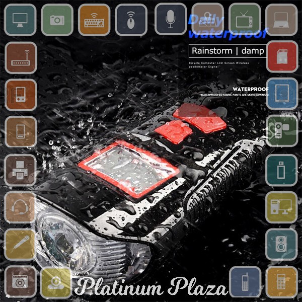 TaffSPORT Lampu Klakson Sepeda LCD Screen Waterproof + Speedometer - XA-585 - Black`25OD2J-