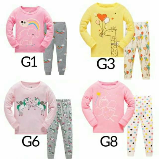 Baby Pajamas HKong/ Setelan Piyama import/ baju tidur anak minion little poni dinosaurus