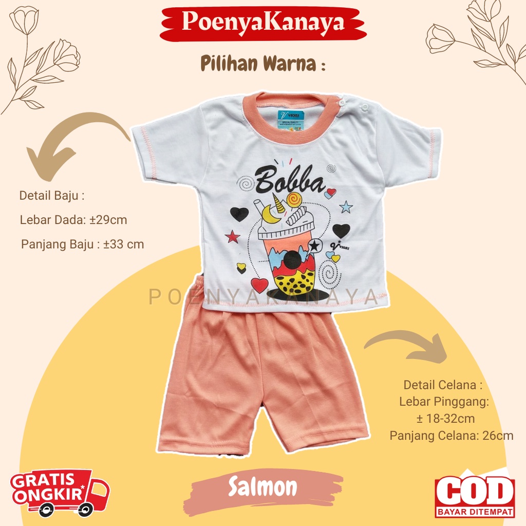 Setelan Baju Bayi Piyama Pendek BOBA Viori Size 6-18 Bulan STL55