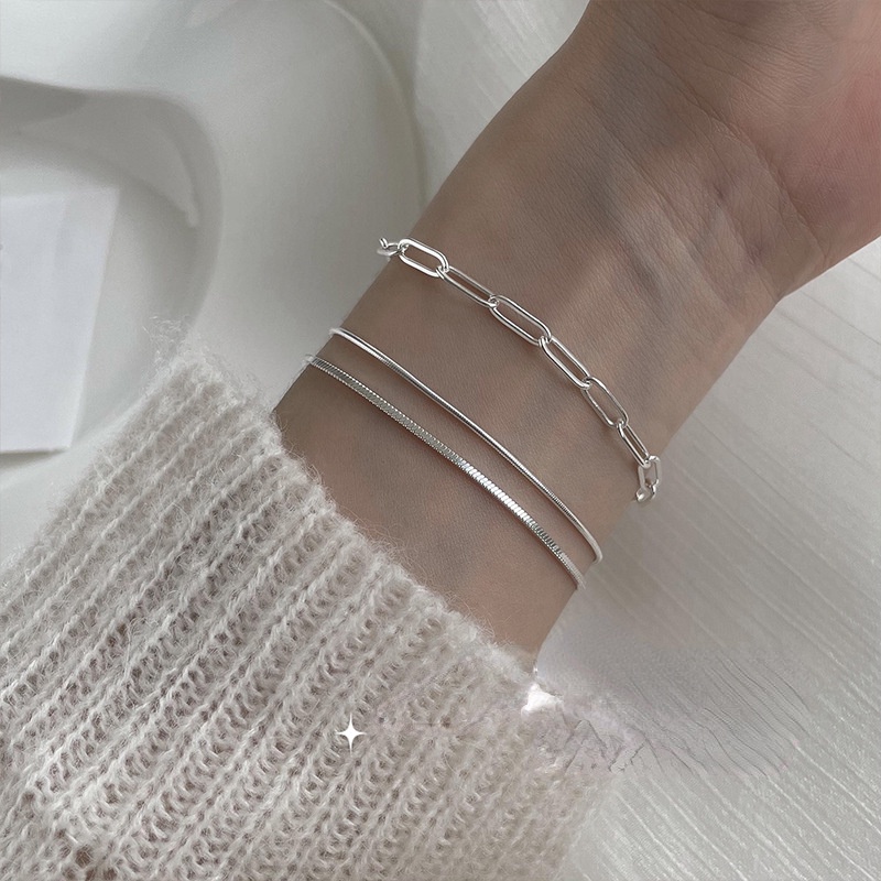 Gelang Rantai S925 Sterling Silver Gaya Korea Untuk Wanita