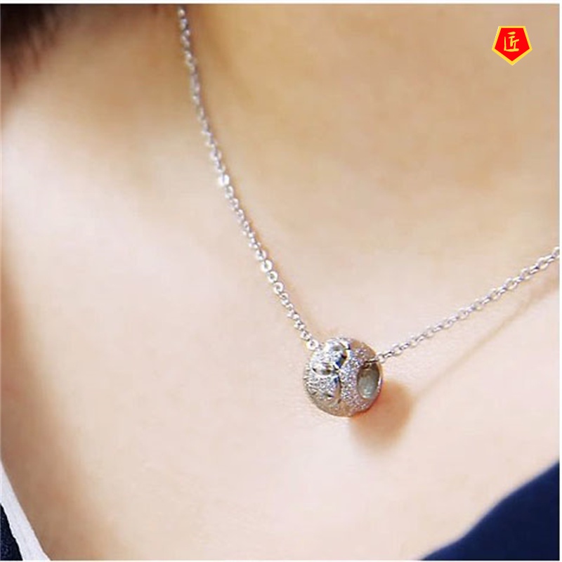 [Ready Stock]Silver Lucky Beads Vintage Necklace Pendant Simple Fashion