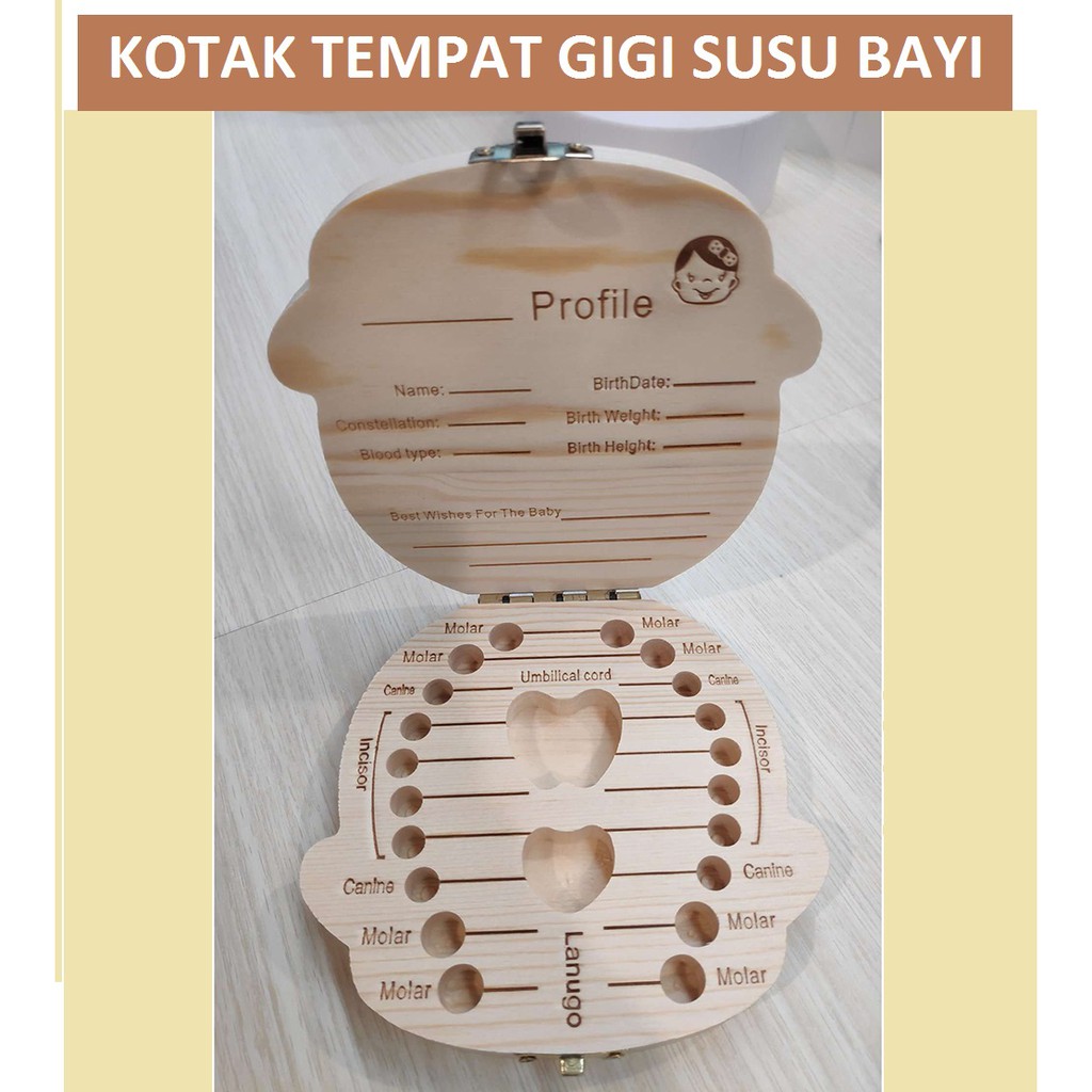 Kotak Tempat Gigi Susu Bayi Baby Teeth Wood Box Model Bayi Perempuan