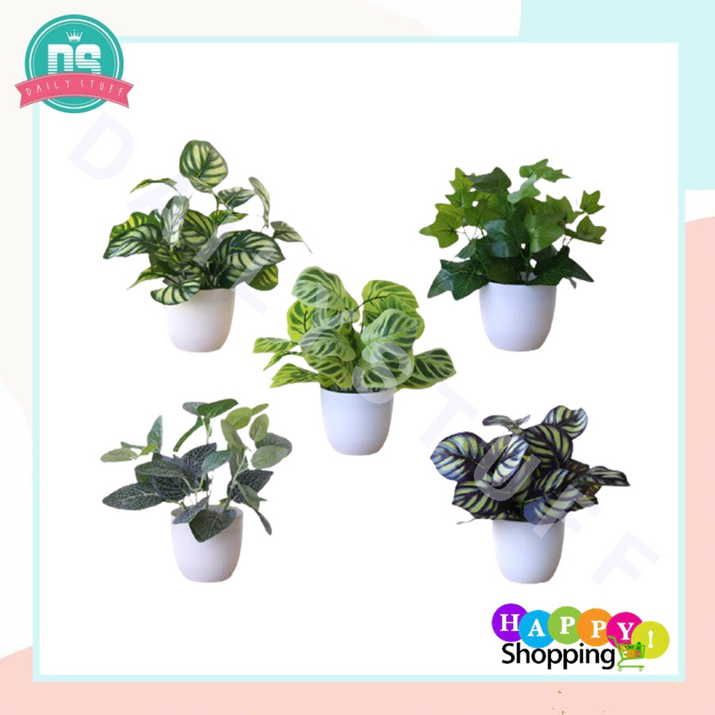 DS POT27 TANAMAN HIAS INDOOR PLASTIK POT BUNGA ARTIFICIAL DAUN RAMBAT DEKORASI MONSTERA KERING