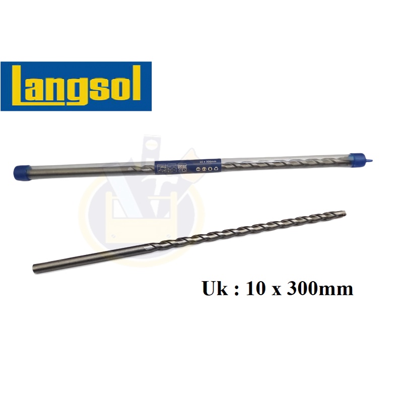 LANGSOL Mata Bor Beton / Tembok Panjang 10mm x 300mm 10 mm x 30 cm Masonry Drill Bit 10 mm Panjang