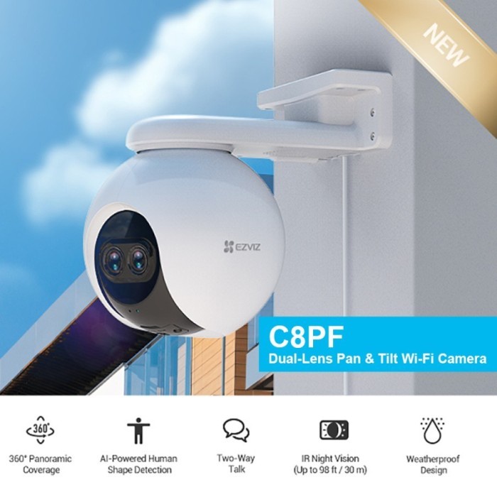 EZVIZ C8PF 1080P Dual-Lens Outdoor WiFi IP Camera IPCAM Garansi Resmi