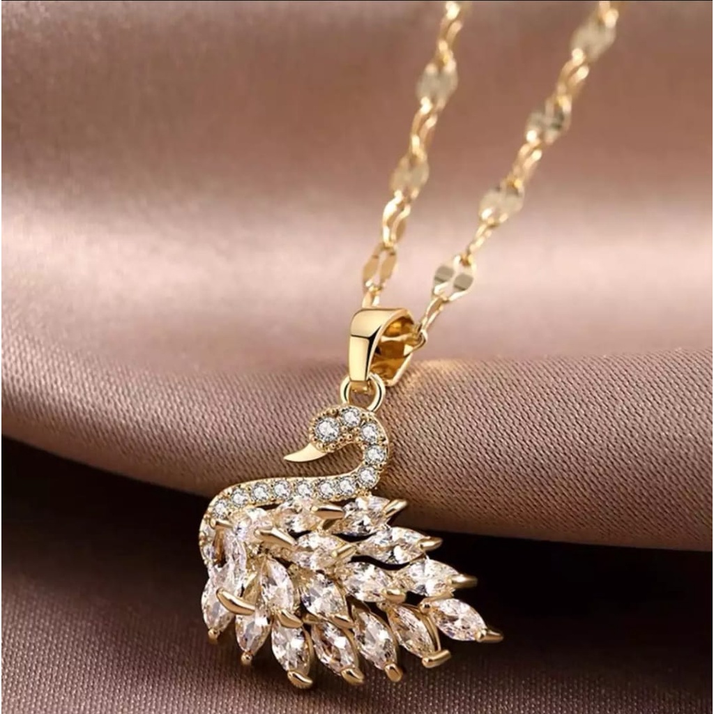 KALUNG WANITA ANGSA TITANIUM FASHION KOREA ANTI KARAT