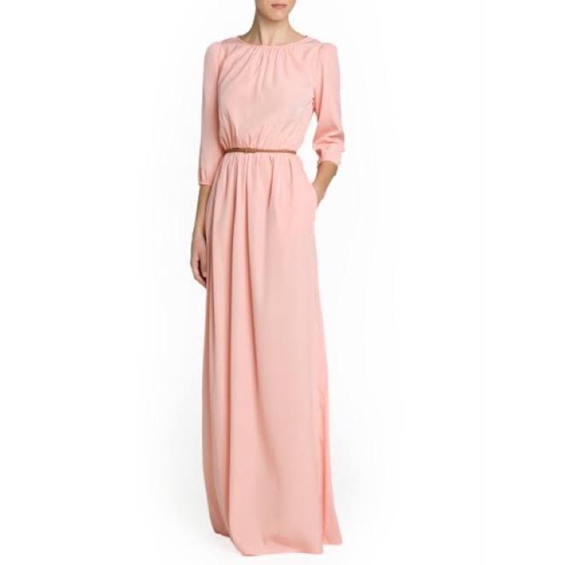 MANGO Pink Maxi dress - Dress Panjang semata kaki (Hijab friendly) #0260
