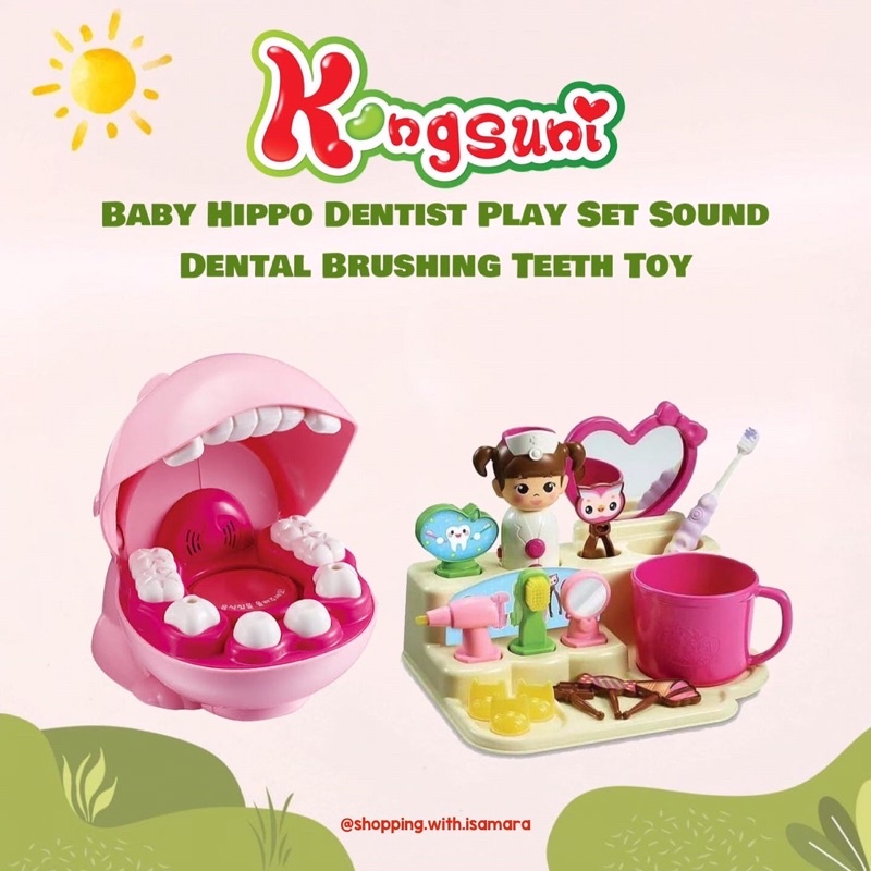 Kongsuni Baby Hippo Dentist Play Set Sound Dental Brushing Teeth Toy / Mainan Dokter Gigi