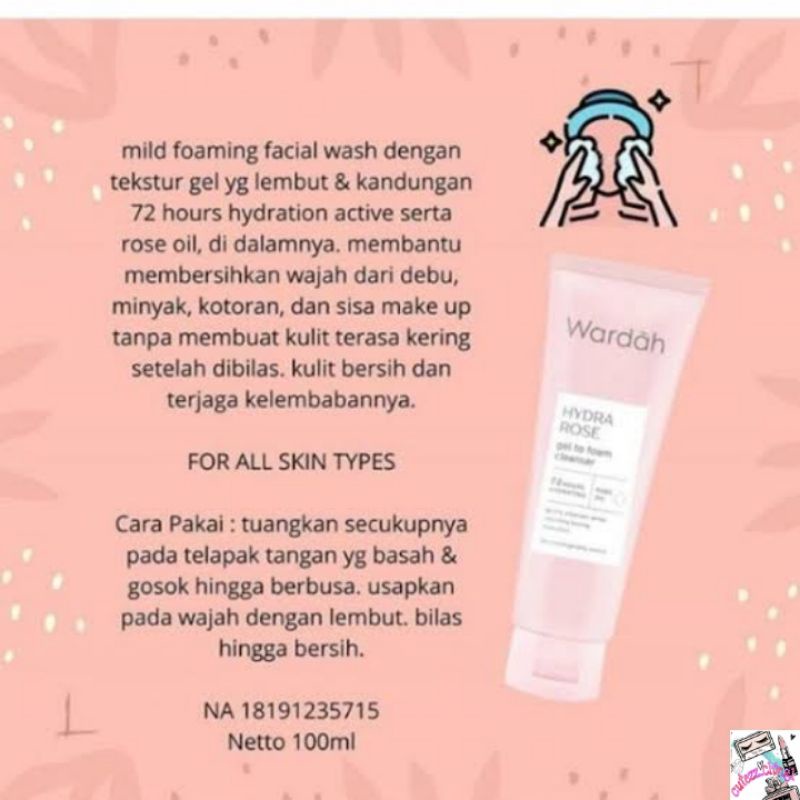 ☃Cutezz_Ching1☃Wardah Hydra Rose Gel To Foam Cleanser 100ml - pembersih wajah untuk kulit kering &amp; kusam