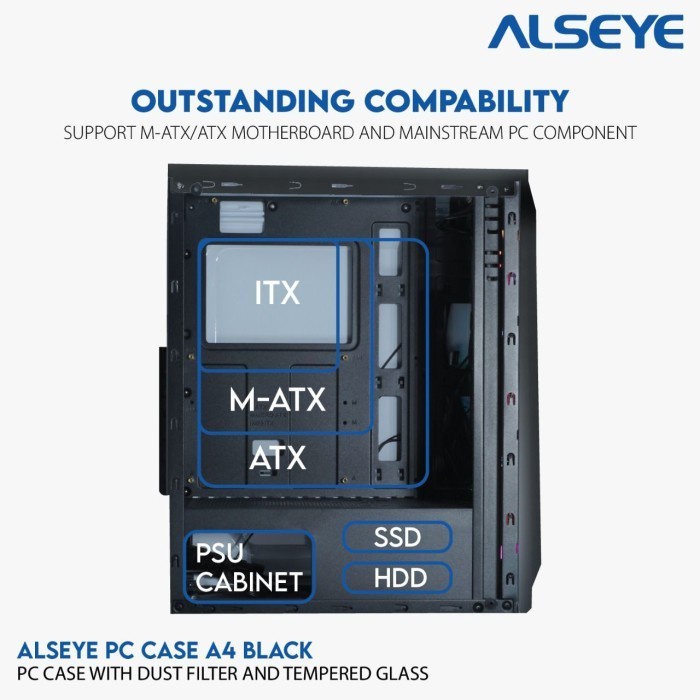 Alseye PC Casing Gaming Case  HITAM