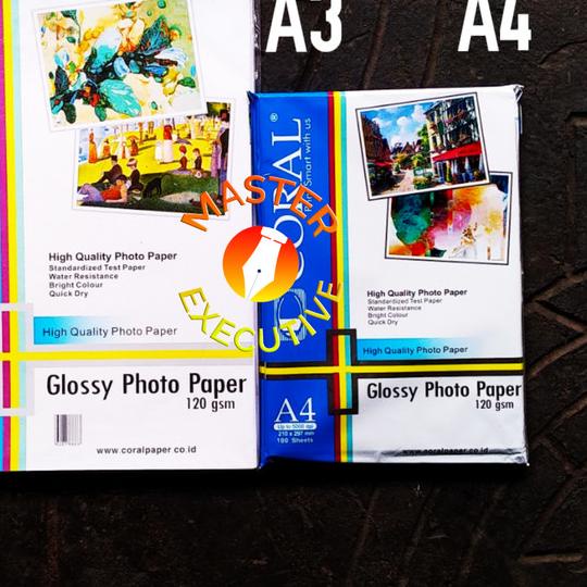 ☏ Coral Glossy Photo Paper A3 120 gsm 50 lbr / Kertas Foto Brosur ➤