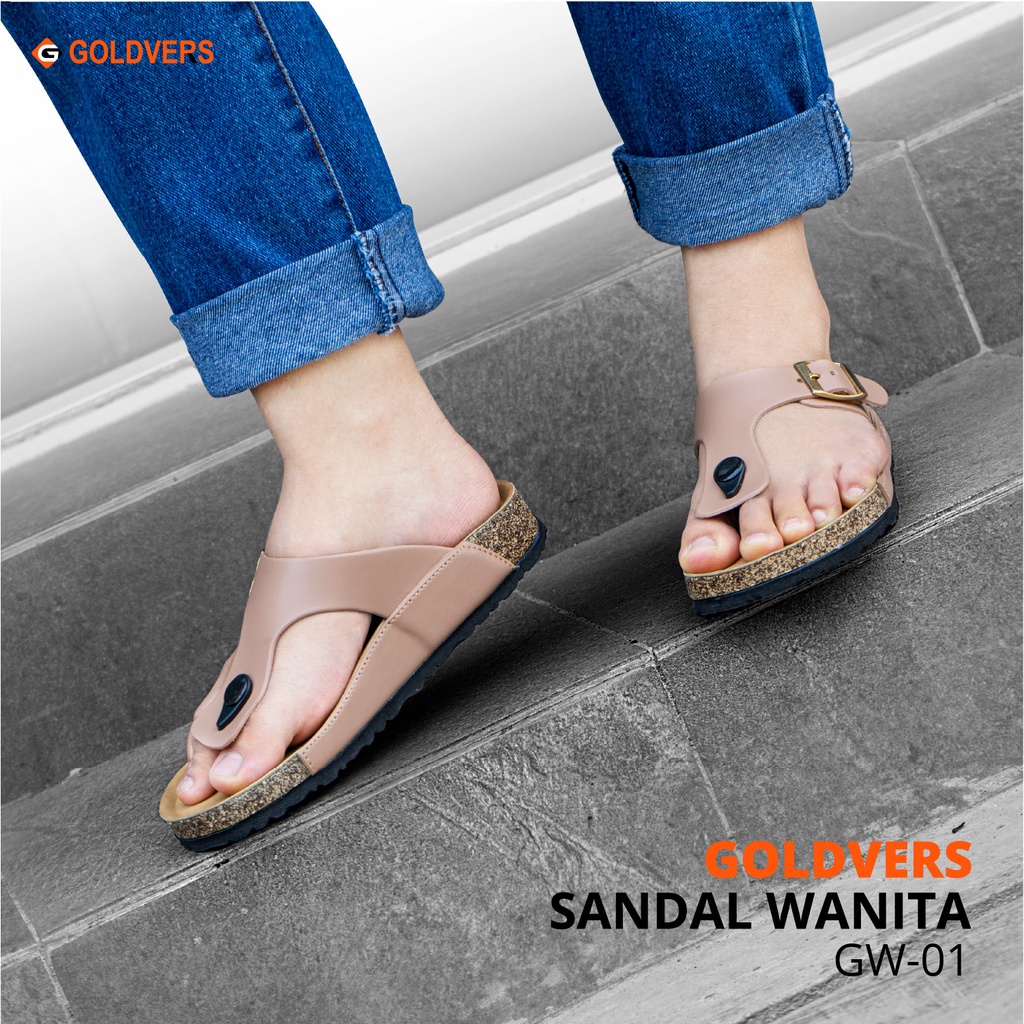 INDORAYA STORE Sandal Wanita Original GOLDVERS Model Jepit Casual Premium Hight Quality