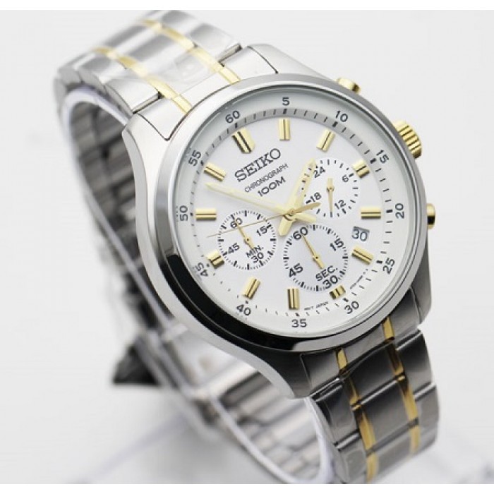 Seiko Quartz SKS589P1 Chronograph Two Tones - Jam Tangan Pria SKS589