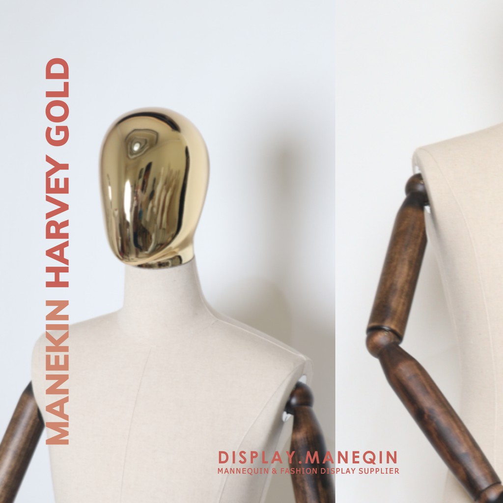 Jual Manekin Set HARVEY DM 200 Setengah Badan Patung Cowok Kepala Emas