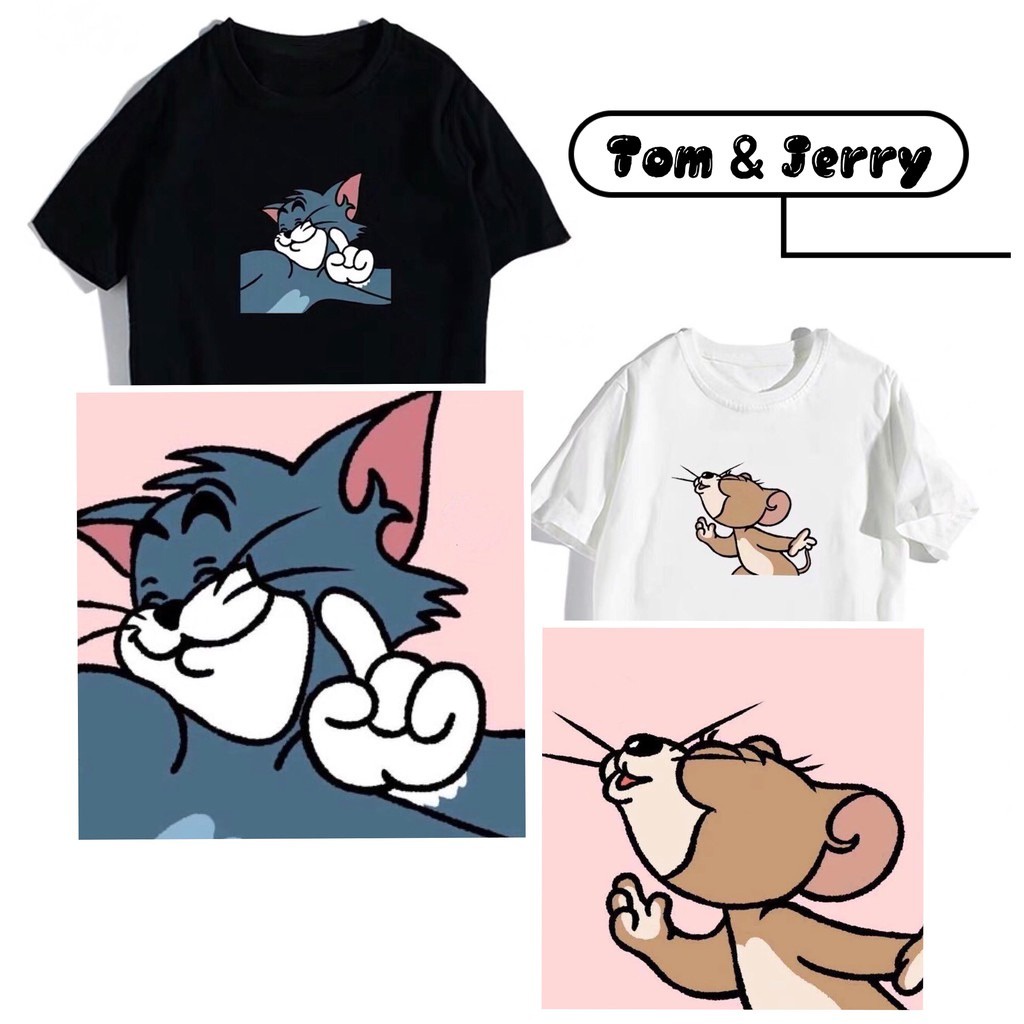 MYSTIQUE.ID-BAJU KAOS COUPLE T@* SI KUCING J3*RY SI TIKUS T-SHIRT LUCU DAN AESTHETIC