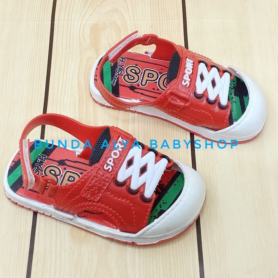 Sendal Anak Laki Laki 6 -12 Bulan  Tali MERAH Alas Karet Anti Licin Elastis - Sepatu Sandal Anak Laki Size 18 - 20 Karet