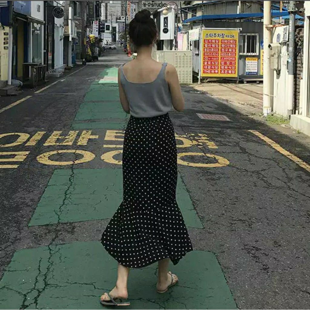 BEFAST - ZEC OOTD Wanita Rok Korean DESYANA / Byeol Polka Midi Skirt / Rok Di Bawah Dengkul / Rok Wanita Polkadot Kekinian / Rok Terbaru