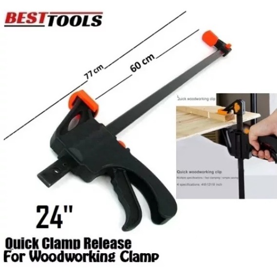 BESTTOOLS Quick Release Ratchet F Clamp Jumbo Besar 24 inch 60 cm Klem Pres Penjepit Kayu Woodworkin