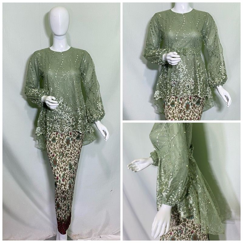 Ready kebaya brokat lengan balon//kebaya wisuda modern//kebaya brokat remaja//couple kebaya tunangan