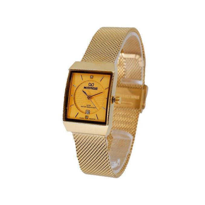 Jam Tangan Wanita Mirage Original Gold Emas 8669L Rantai Pasir Fashion