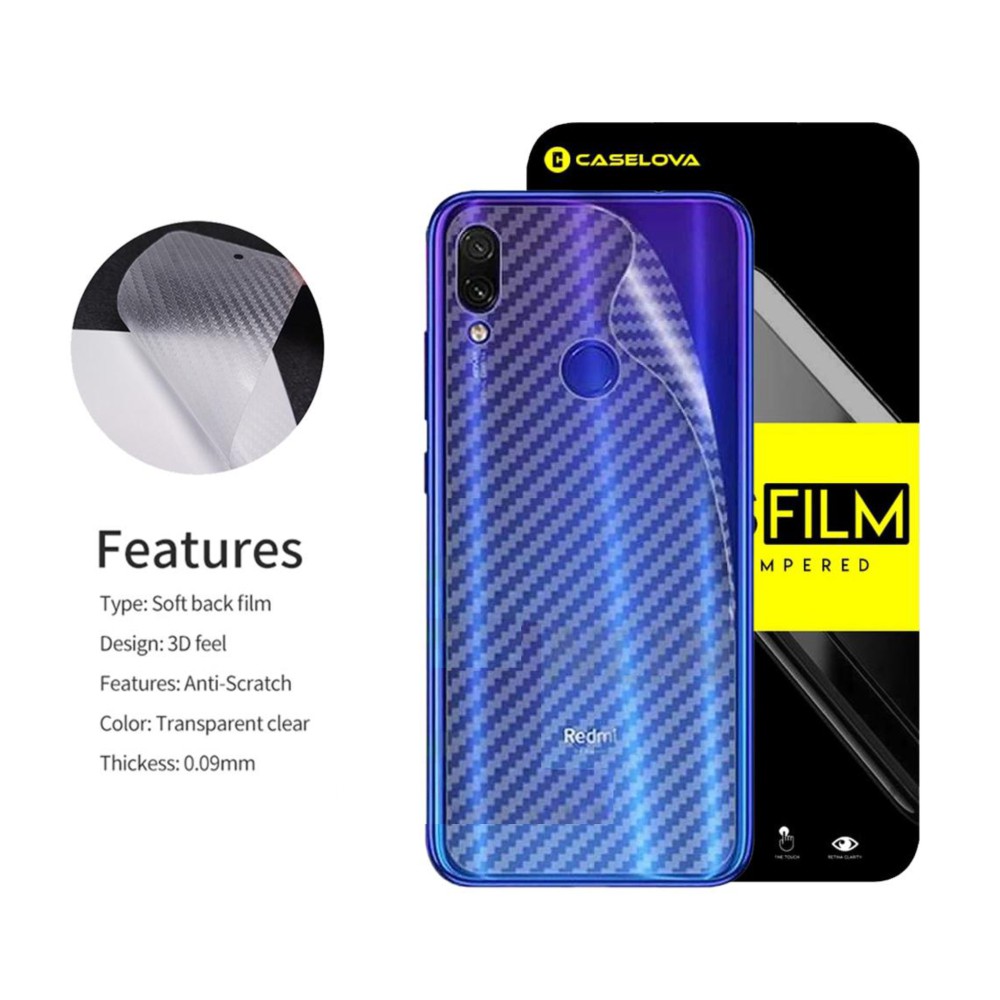 Carbon Garskin for Xiaomi Redmi 7 Premium 3D Carbon Back Skin Anti Gores Belakang