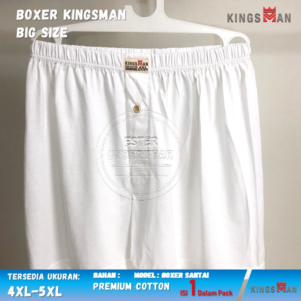 Boxer Pria Santai Kingsman Super Big Size Putih Isi 1 Pcs