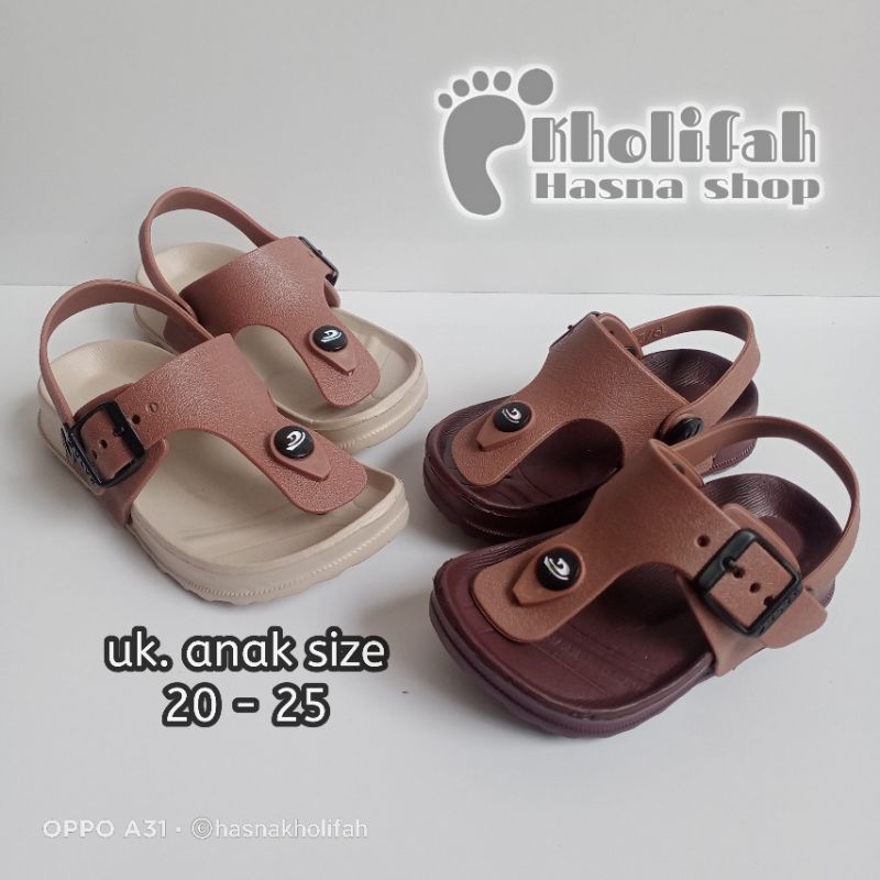 Sandal jepit tali resmi anak laki-laki dan perempuan gesper tali blakang dulux 213E-1 [3c]