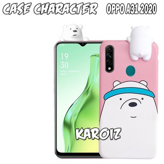 3D Case OPPO A31 2020 Intip Boneka TPU Softcase Grizzly ice Bear Hello