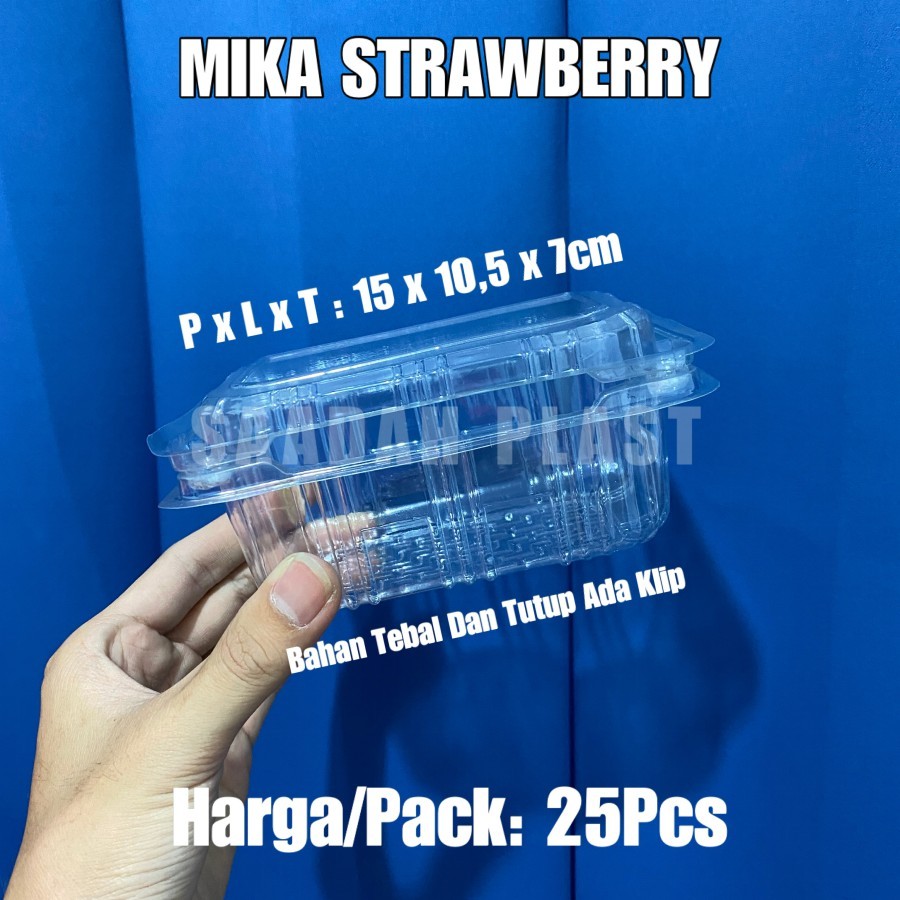 (ISI 25) Mika Strawberry - Tray Kotak Buah Mini Persegi