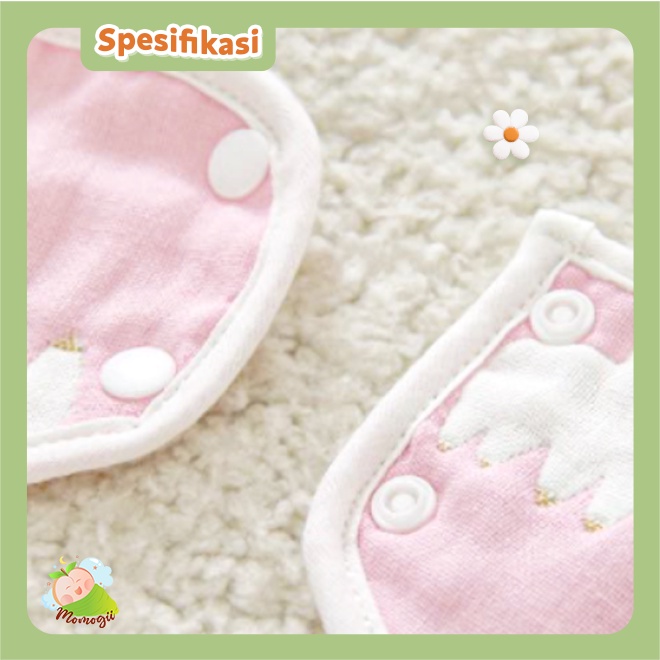 MOMOGII Celemek Kain Bulat Bib Kain Bayi Slabber Makan Bayi Impor Motif Lucu Mudah Dicuci