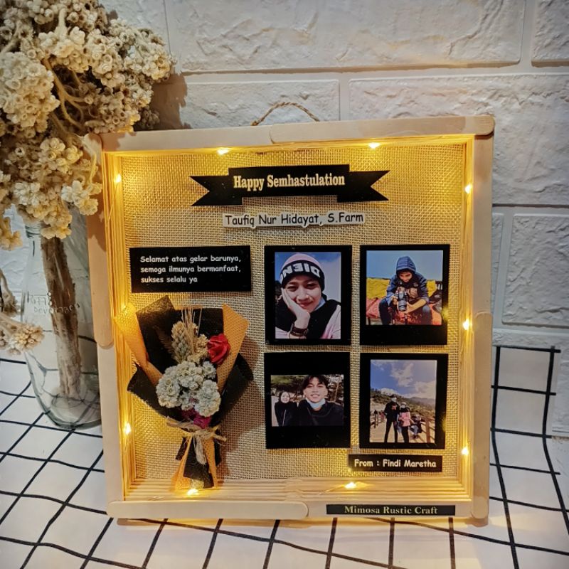 Free Box!! Kado Cewe Cowo Unik Ulang Tahun Kado Wisuda Anniversary Wedding Bunga Kering Hiasan Dinding Hampers Rustic-Goni Bucket