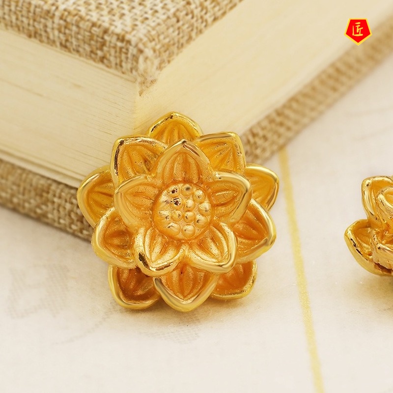 [Ready Stock]3D Golden Lotus Lucky Beads Bracelet Decorations