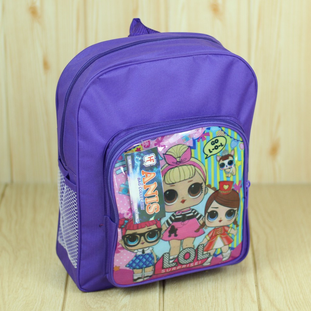 Tas Ransel Anak Anak Perempuan Motif Lol Ungu Back Pack Sekolah TK PAUD Play Group Bahan Tebal Kuat